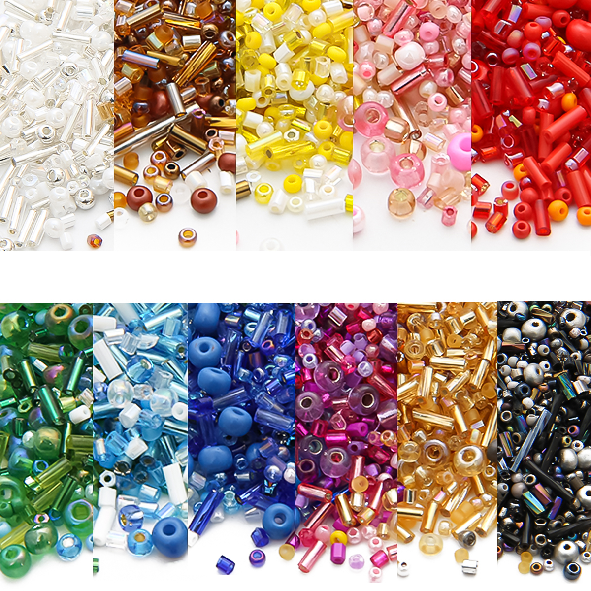 Seed Bead Tube - 800Pcs Mixed Glass Seed Beads Multi
