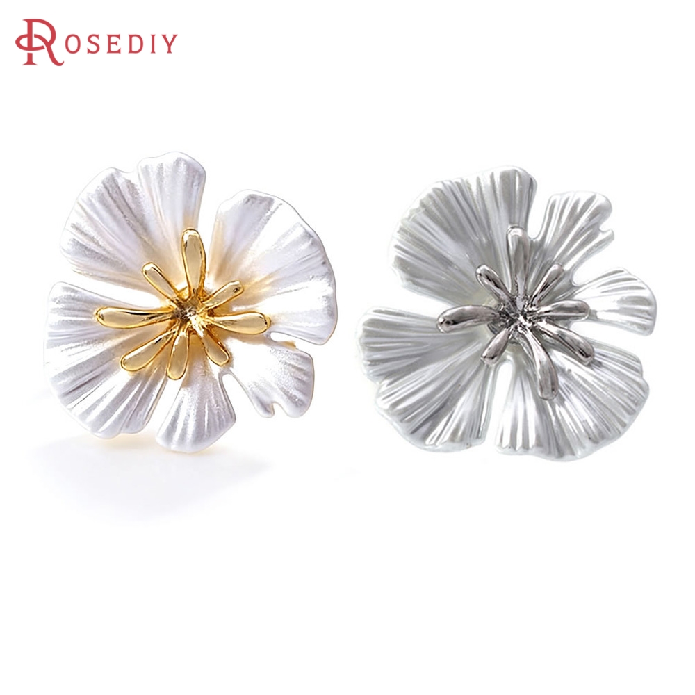 Jewelry Making Gold - 4PCS 18K Gold Color Brass Flower