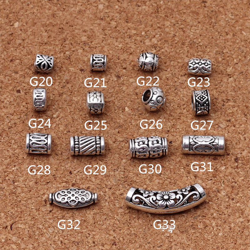 Crimp Bead Tube - 20Pcs/Lot Tibetan Antique Silver Carved Tube