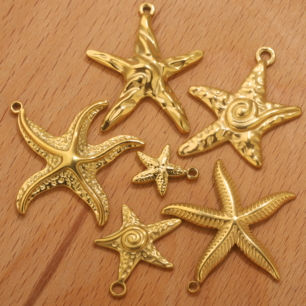 Jewelry Making Materials Wholesale - 5pcs Stainless Steel Summer Starfish Sea