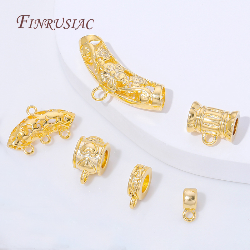 Crimp Bead Tube - 18K Gold Plated Pendant Bail Connectors