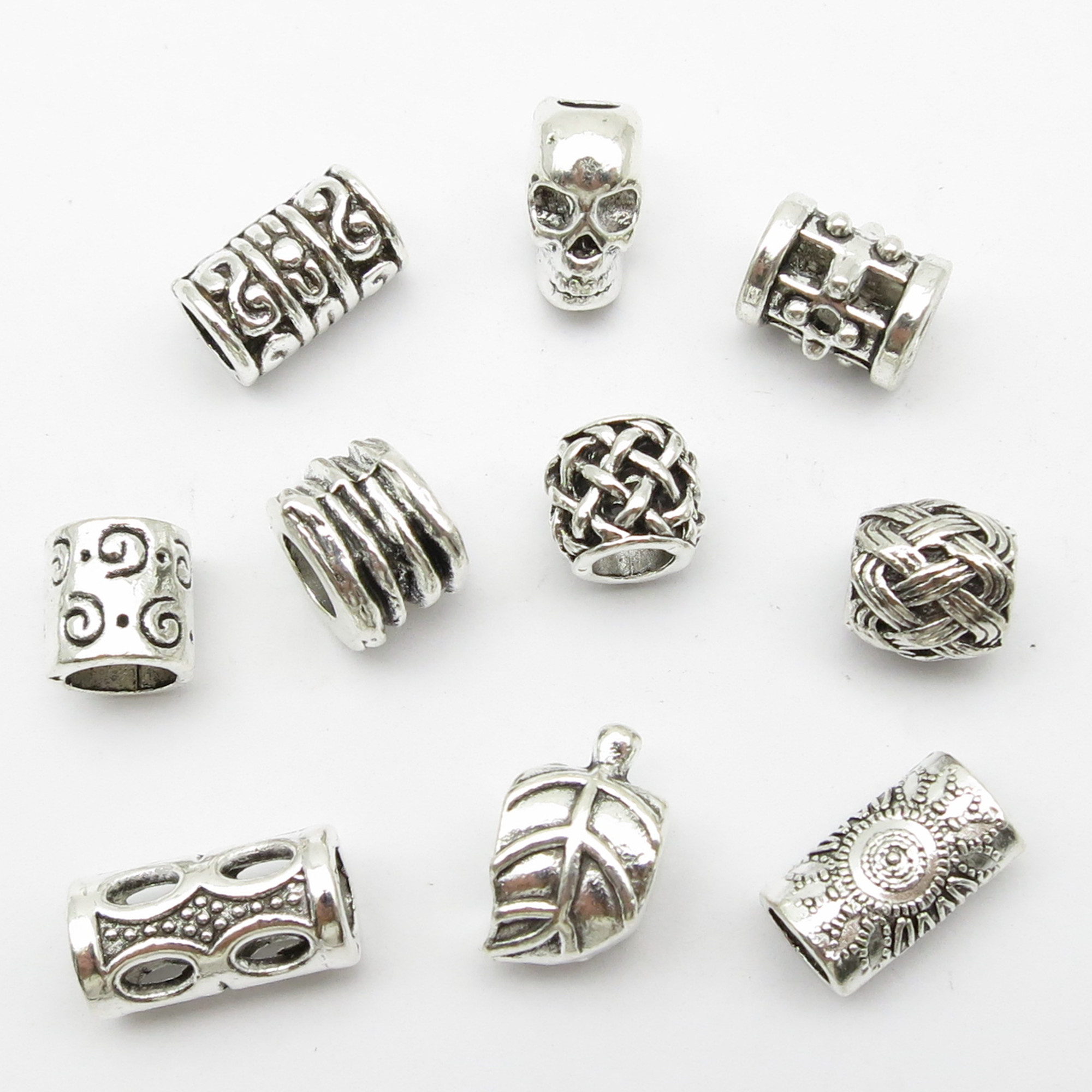 Crimp Bead Tube - 10Pcs/Pack Skull/Leaf DIY beads Hair braid