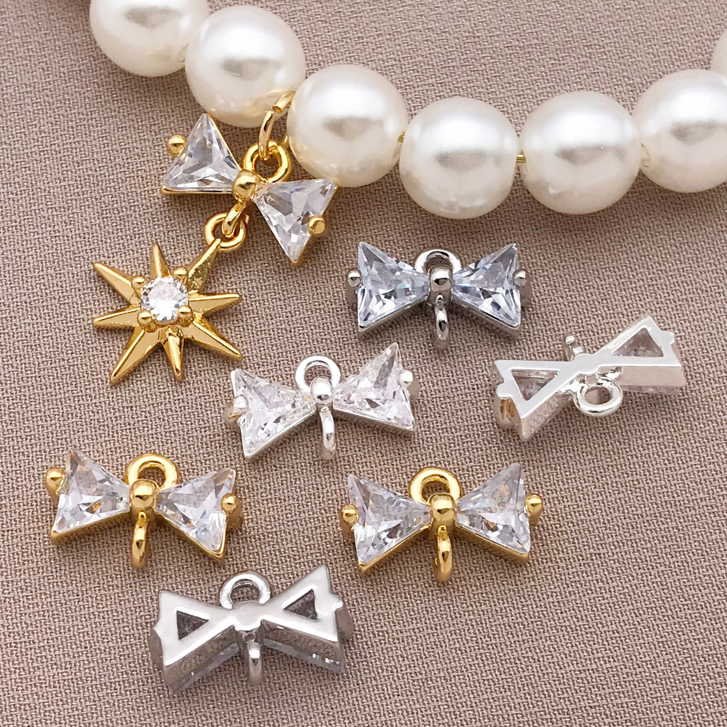 Jewelry Making Materials Wholesale - 2/4/6pcs Wholesale 18k Gold Plated Zircon