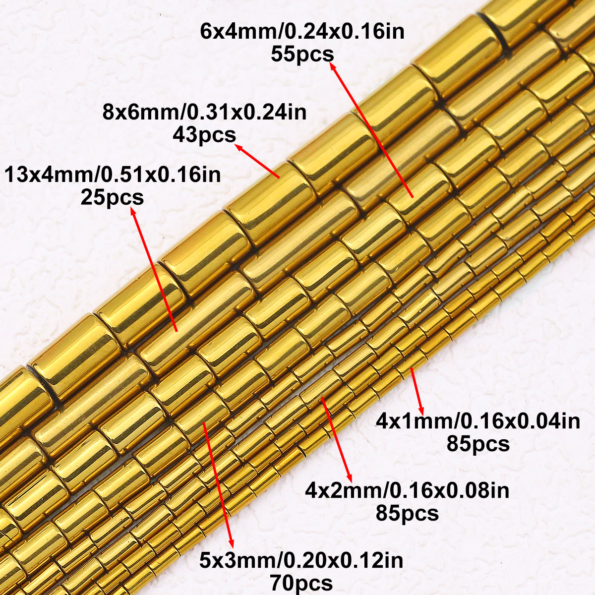4/5/6/8/13mm Plated Golden Col - Seed Bead Tube 评论和价格
