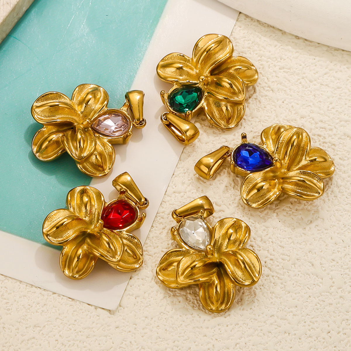 2PCS Stainless Steel Charm Flo - Jewelry Making Materials Wholesale 评论和价格
