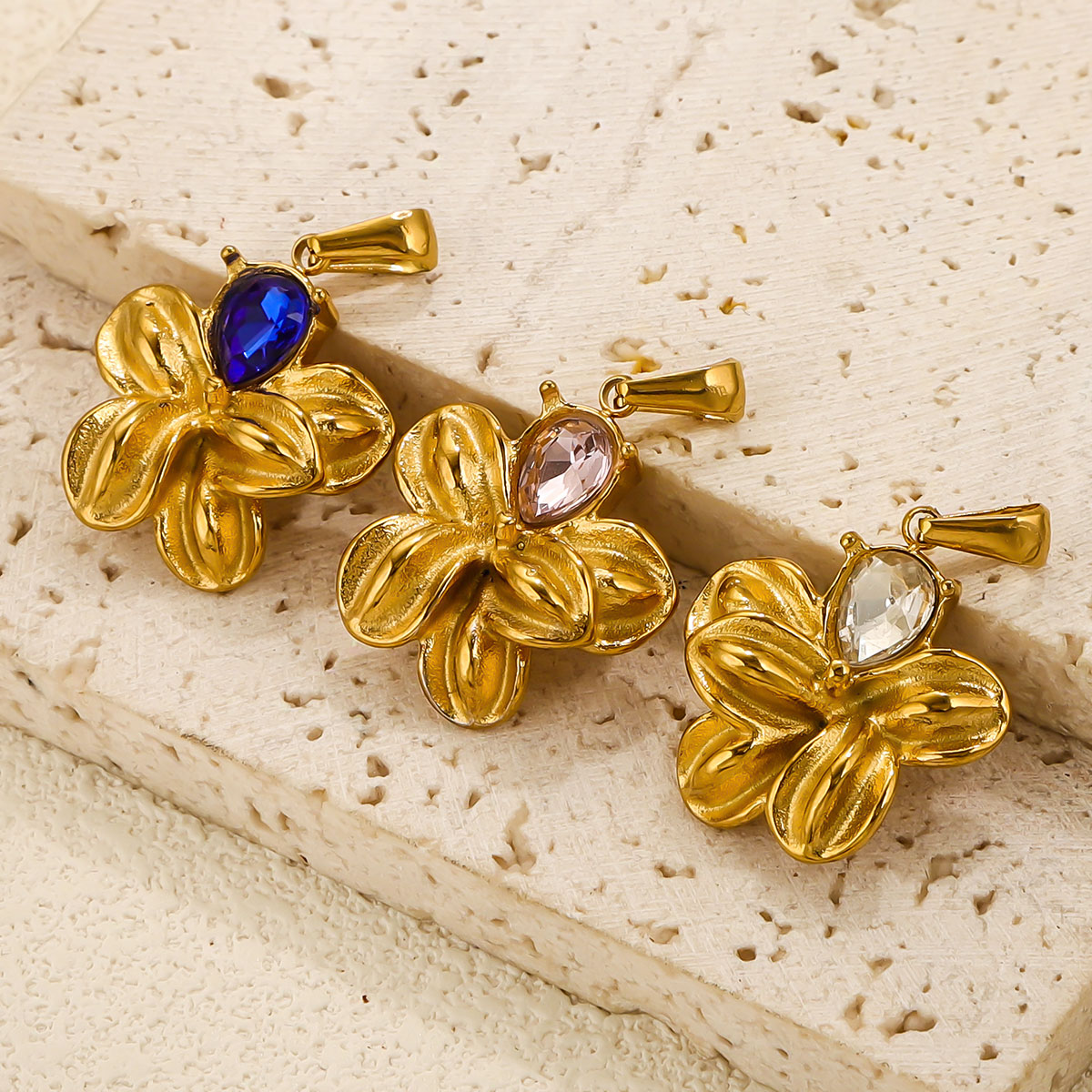2PCS Stainless Steel Charm Flo - Jewelry Making Materials Wholesale 评论和价格