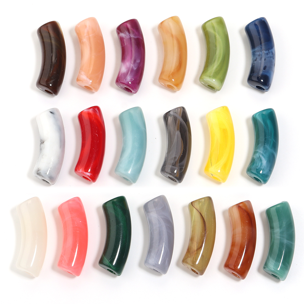 20pcs/lot 35x11mm Acrylic Curv - Crimp Bead Tube 评论和价格