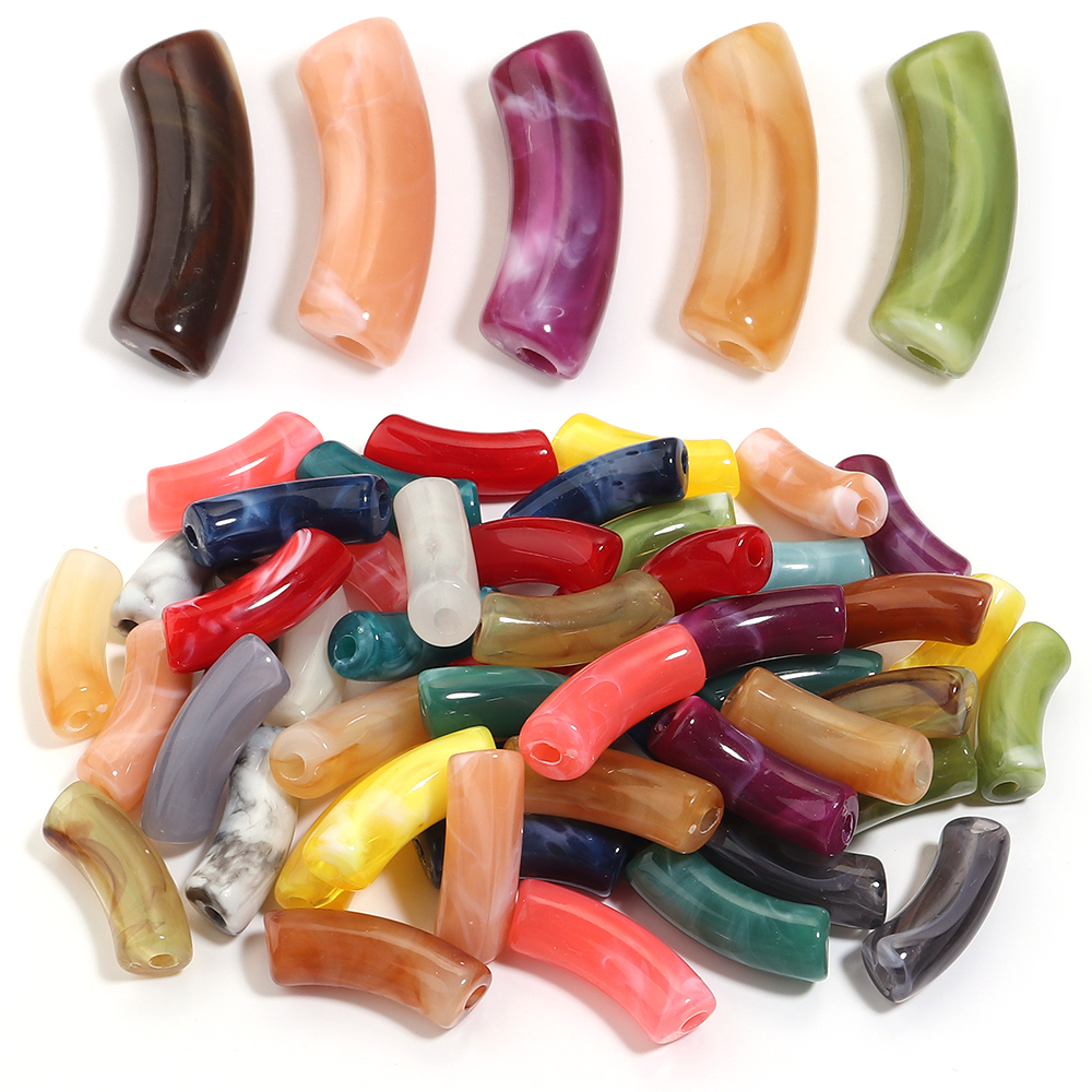20pcs/lot 35x11mm Acrylic Curv - Crimp Bead Tube 评论和价格