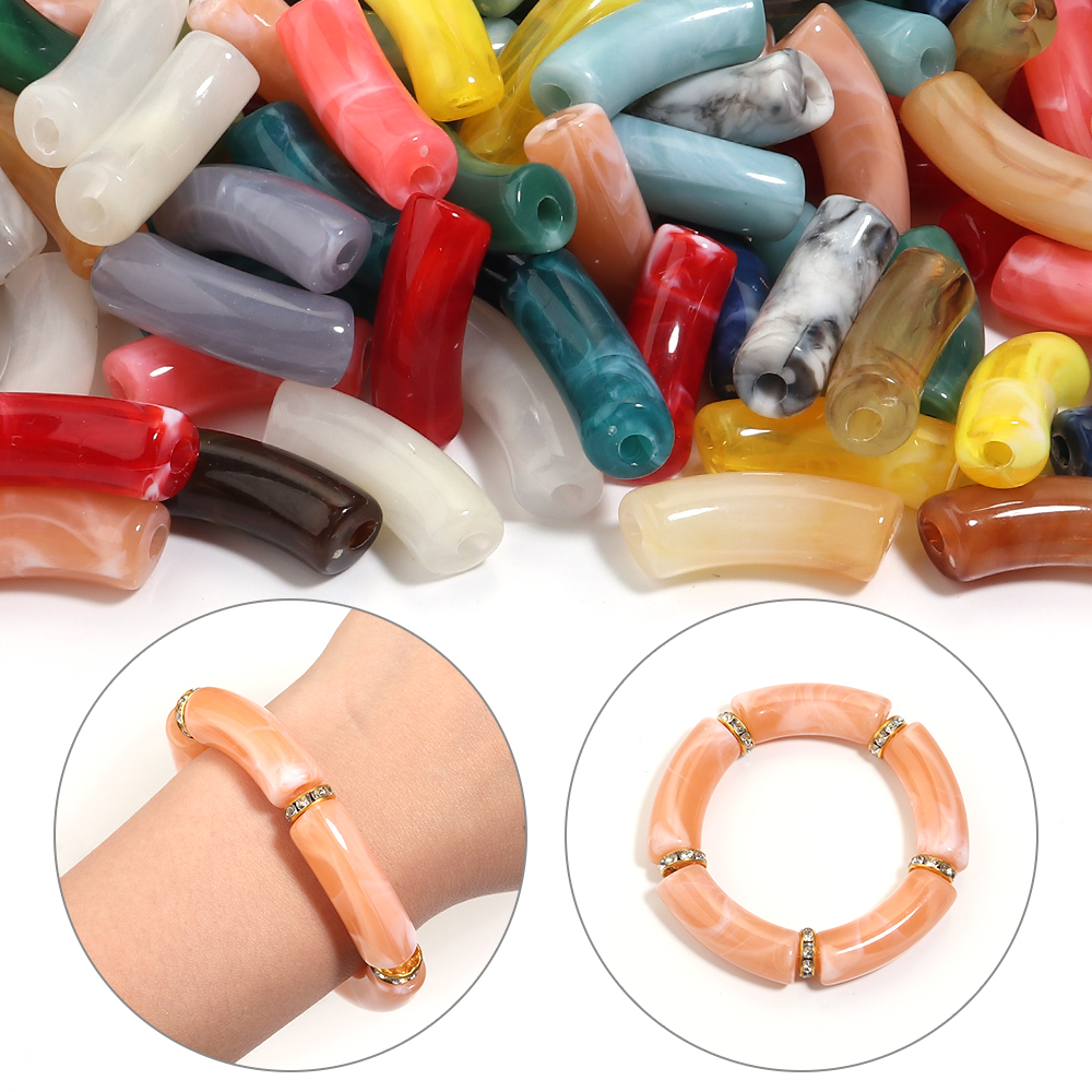 20pcs/lot 35x11mm Acrylic Curv - Crimp Bead Tube 评论和价格