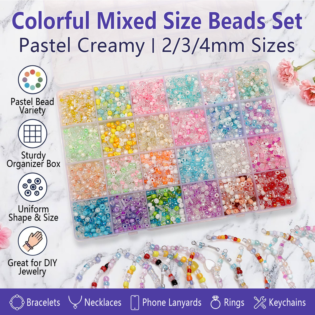 24 Grid Mixed Size Glass Seed  - Seed Bead Tube 评论和价格