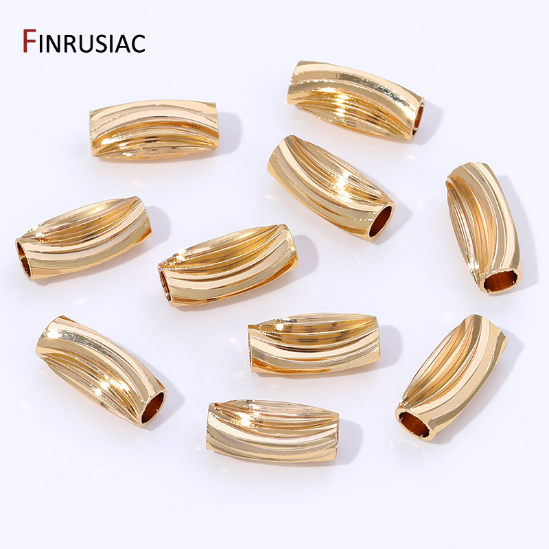 14K Gold Plated Brass Stripe T - Crimp Bead Tube 评论和价格