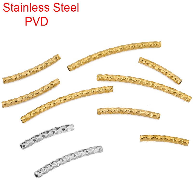 10pcs PVD Stainless Steel Curv - Crimp Bead Tube 评论和价格