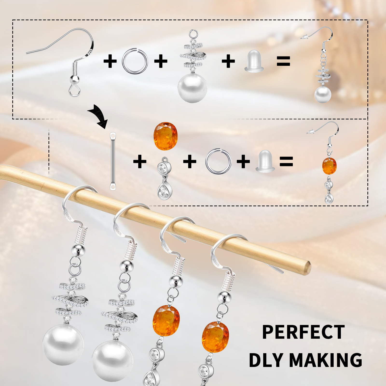 925 Silver/Gold Plated Earring - Jewelry Making Gold 评论和价格