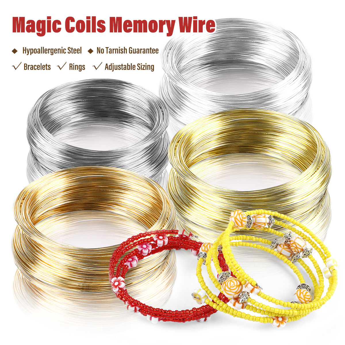 0.6mm Stainless Steel Memory W - Jewelry Making Gold Wire 评论和价格