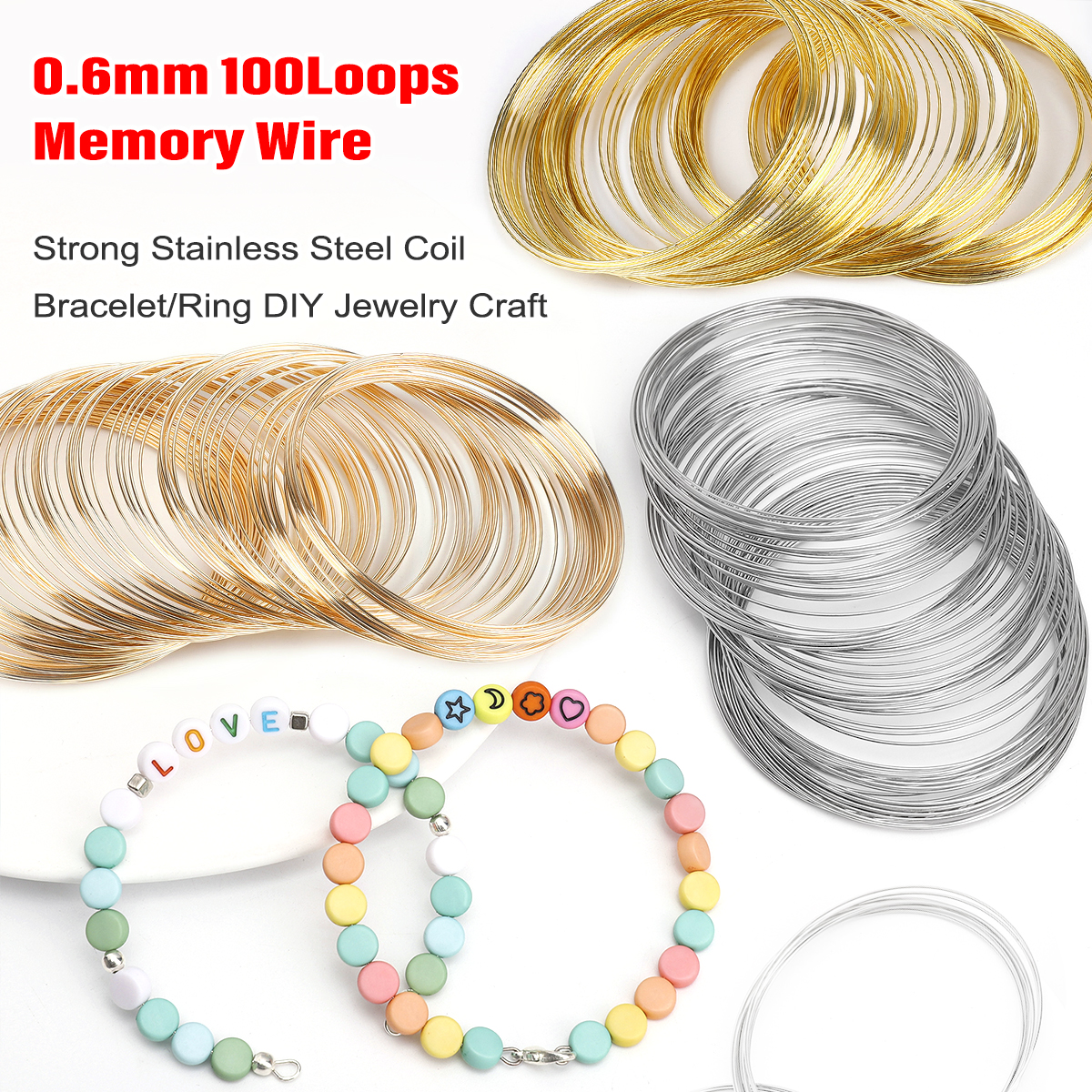 0.6mm Stainless Steel Memory W - Jewelry Making Gold Wire 评论和价格