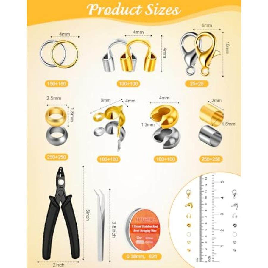 1950 Pcs Jewelry Making Cord E - Crimp Bead Tube 评论和价格
