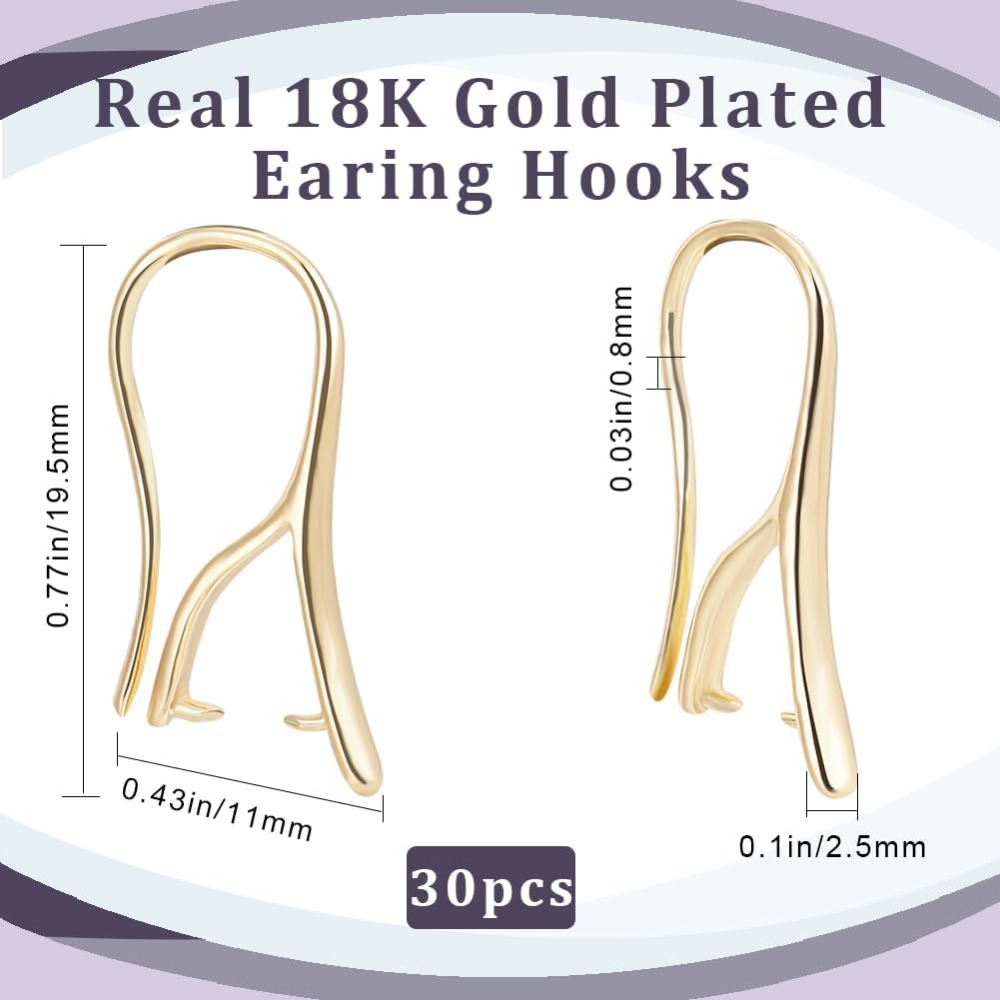 30Pcs Earring Hooks with Pinch - Jewelry Making Gold Wire 评论和价格