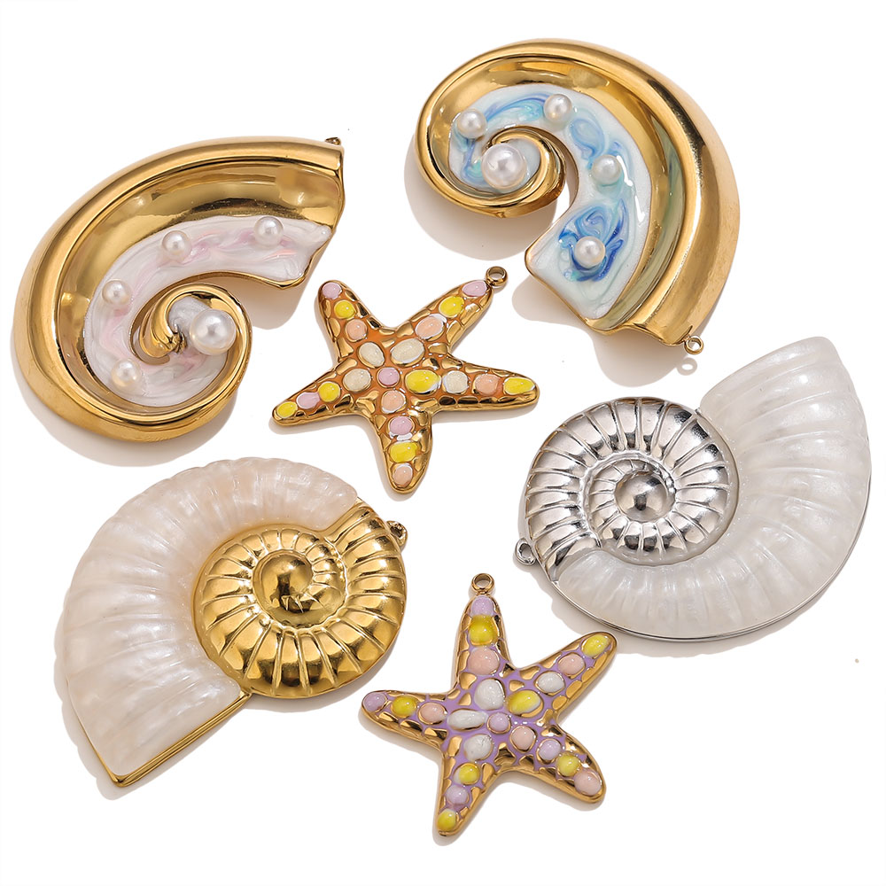 2PCS Pearl Conch Starfish Stai - Jewelry Making Materials Wholesale 评论和价格