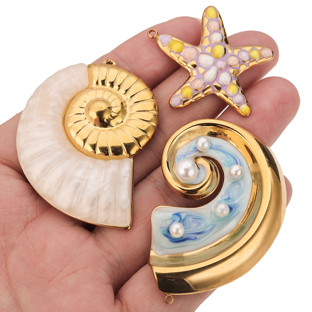 2PCS Pearl Conch Starfish Stai - Jewelry Making Materials Wholesale 评论和价格