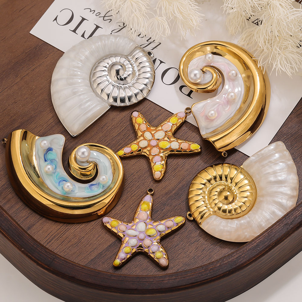 2PCS Pearl Conch Starfish Stai - Jewelry Making Materials Wholesale 评论和价格