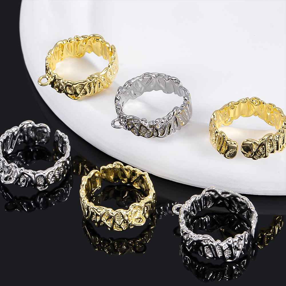 2Pcs Gold Plated Irregular Ope - Jewelry Making Materials Wholesale 评论和价格