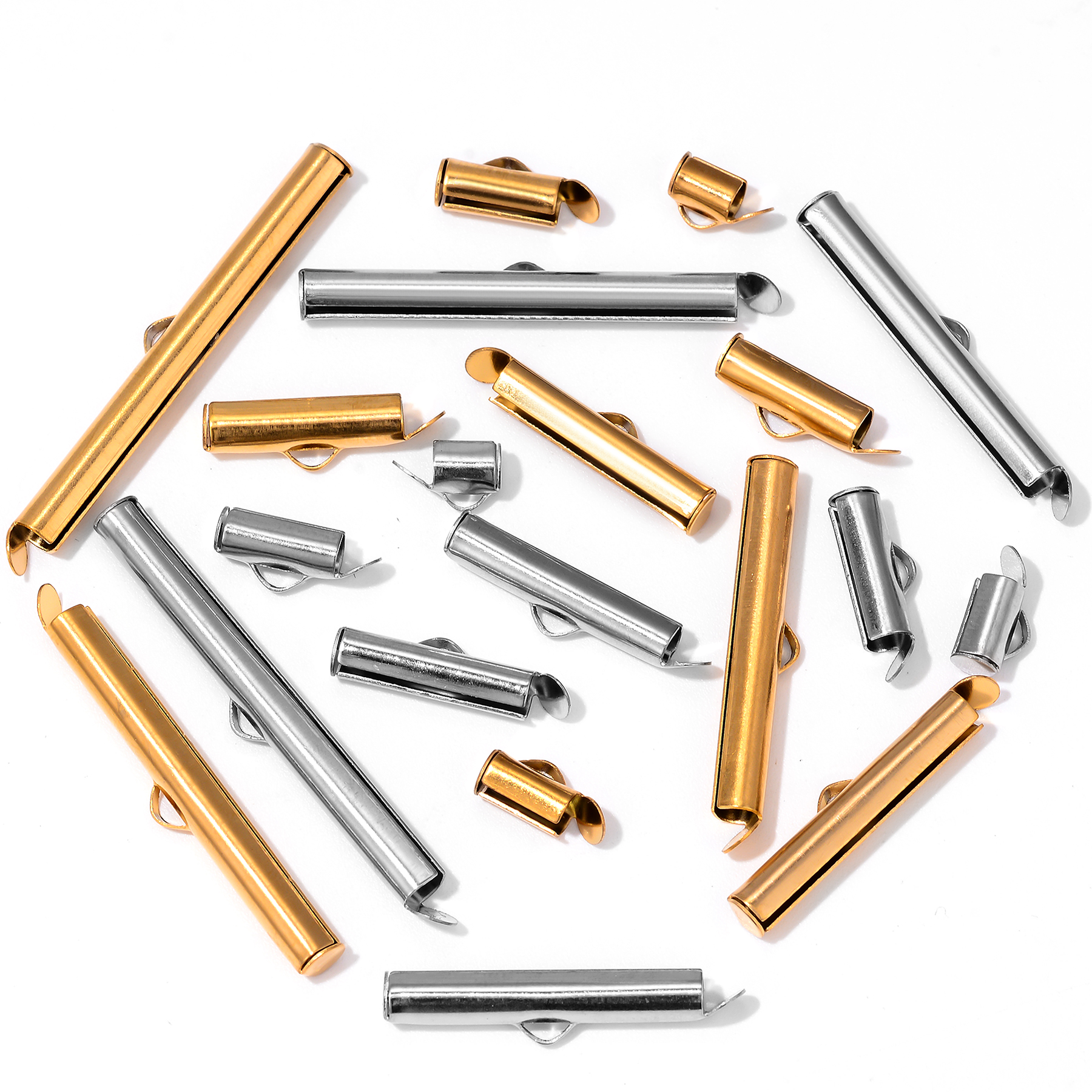 8pcs Stainless Steel Gold Plat - Crimp Bead Tube 评论和价格