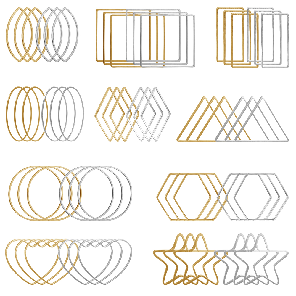 20Pcs Gold Silver Hollow Frame - Jewelry Making Gold 评论和价格