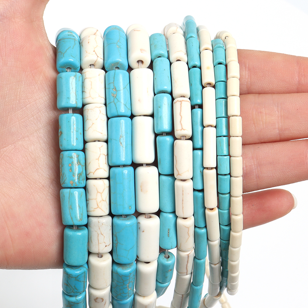 1 Strand Natural Blue White Tu - Crimp Bead Tube 评论和价格