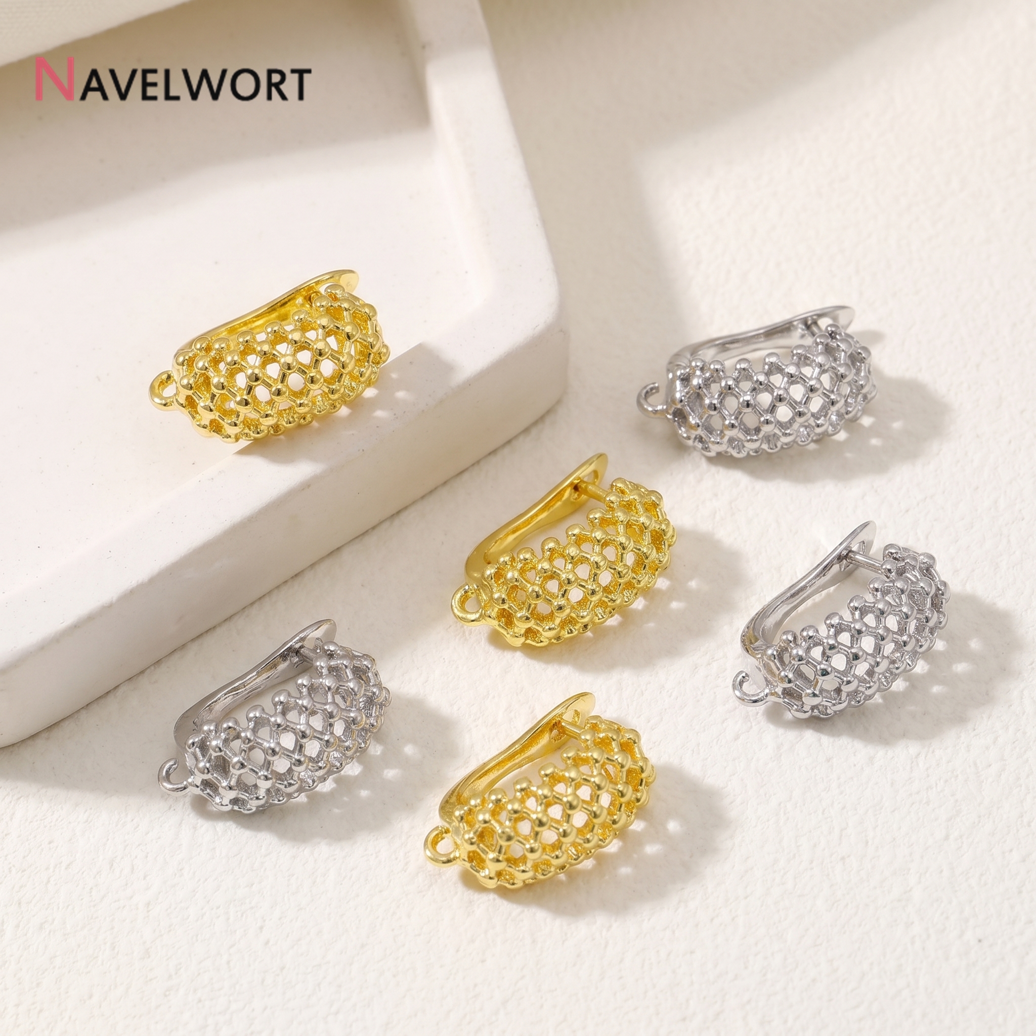 18K Gold Plated Brass  Hollow  - Jewelry Making Supplies 评论和价格
