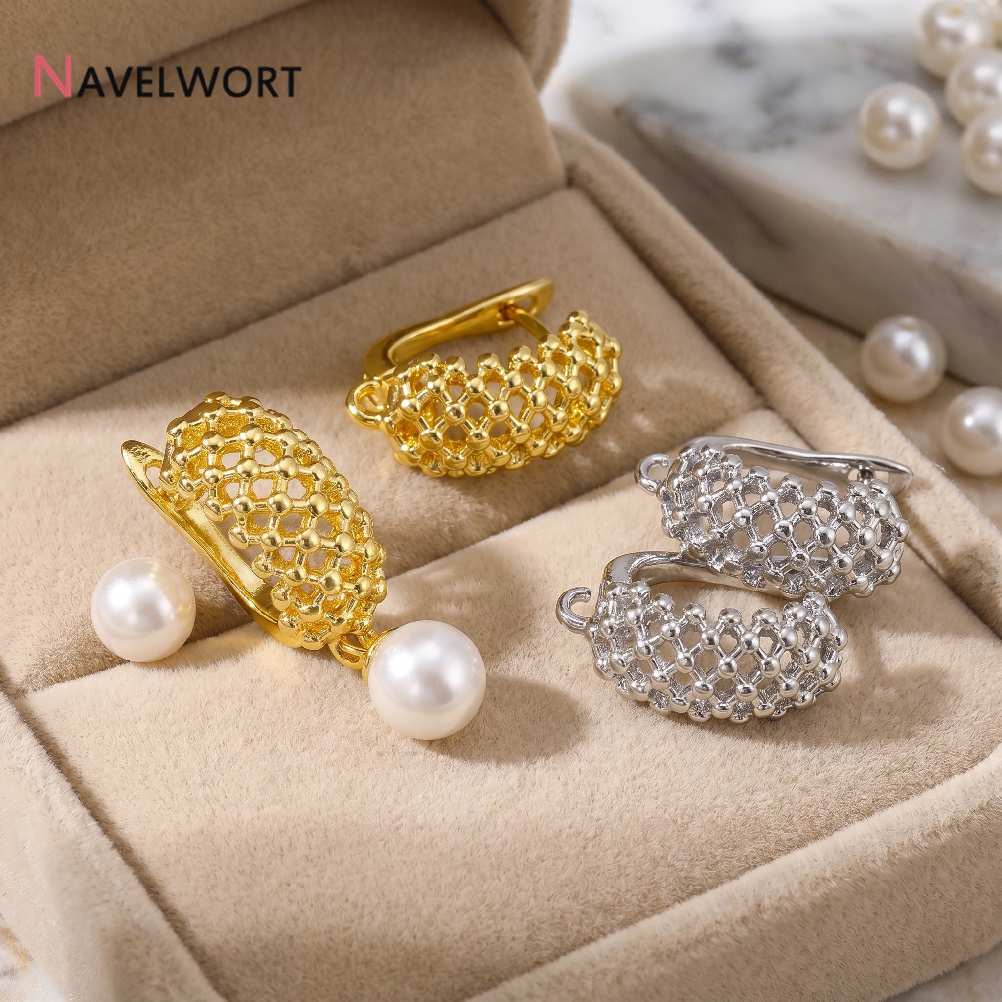 18K Gold Plated Brass  Hollow  - Jewelry Making Supplies 评论和价格